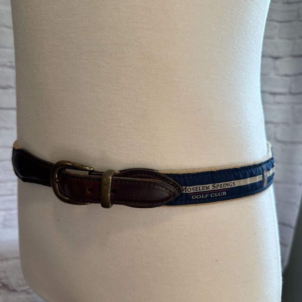 YRI ribbon belt Men's Blue and Cream Belt
